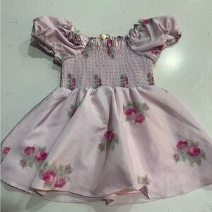 LoveShackFancy Pink Floral Smocked Dress Sz 2 3 t